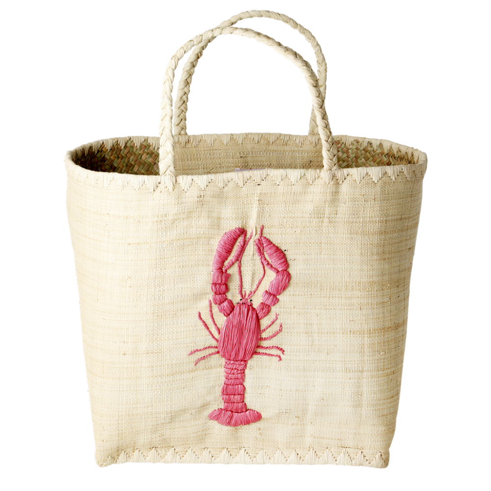 Lobster Embroidered Shopping Basket Rice DK